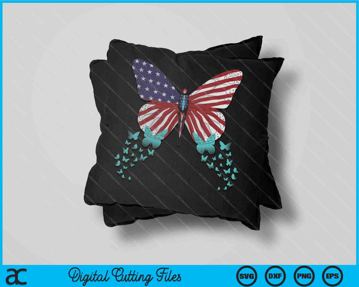 Mariposa EE.UU. Bandera lindo 4 de julio divertido americano SVG PNG archivos de corte digital