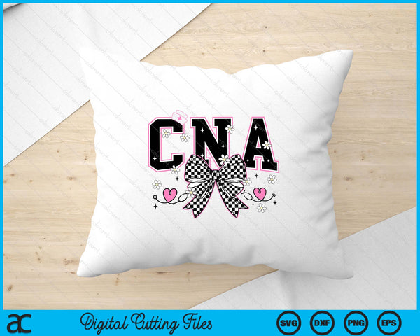 CNA Bow Certified Nursing Assistant Checkered CNA Life SVG PNG Digital Printable Files