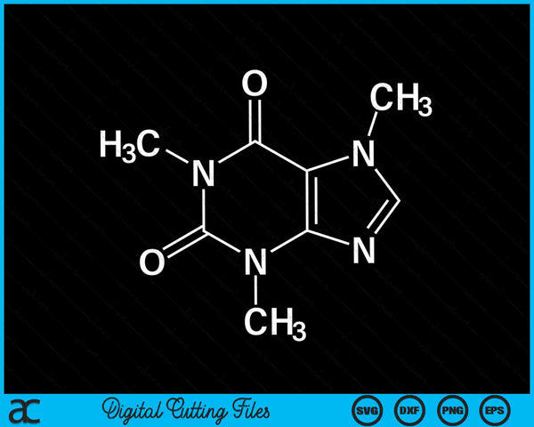 Caffeine Molecule Funny Coffee Chemical Formula SVG PNG Digital Cutting Files