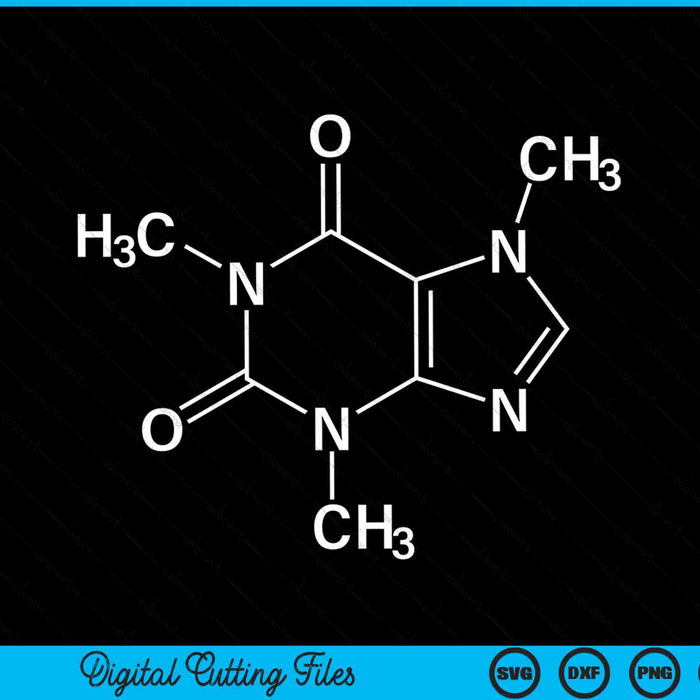 Caffeine molecule coffee chemical formula SVG cut file