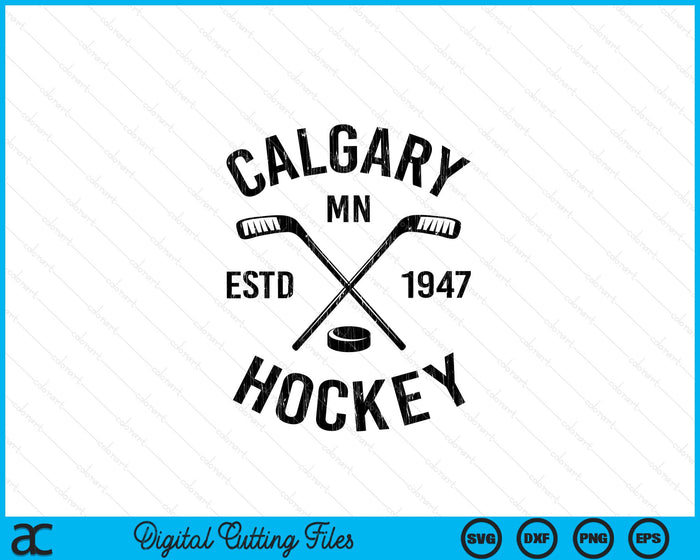 Calgary Minnesota Ice Hockey Sticks Vintage Gift SVG PNG Digital Cutting Files