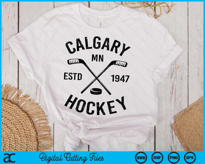 Calgary Minnesota Ice Hockey Sticks Vintage Gift SVG PNG Digital Cutting Files