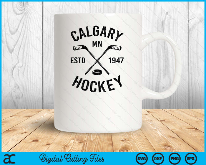 Calgary Minnesota Ice Hockey Sticks Vintage Gift SVG PNG Digital Cutting Files