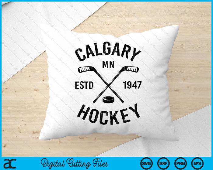 Calgary Minnesota Ice Hockey Sticks Vintage Gift SVG PNG Digital Cutting Files