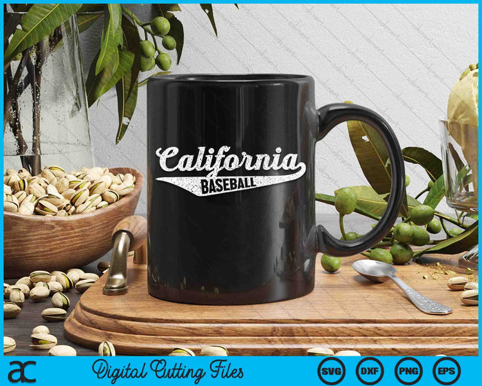 California Baseball Script Vintage Distressed SVG PNG Digital Cutting Files