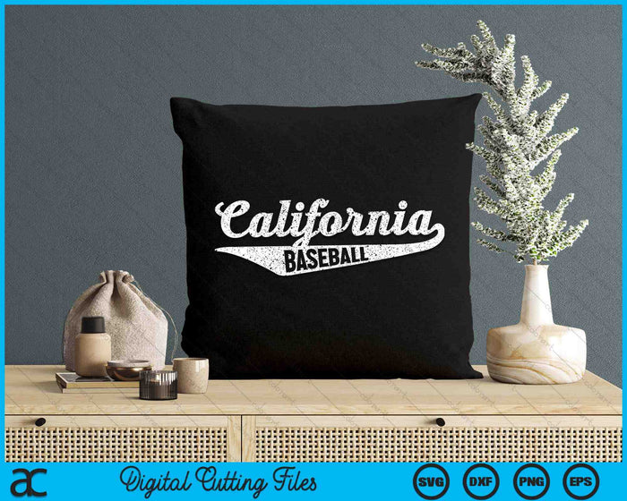 California Baseball Script Vintage Distressed SVG PNG Digital Cutting Files