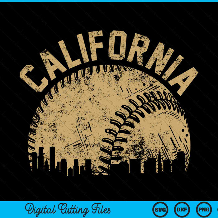 California baseball skyline player coach fan SVG PNG cut file for Cricut