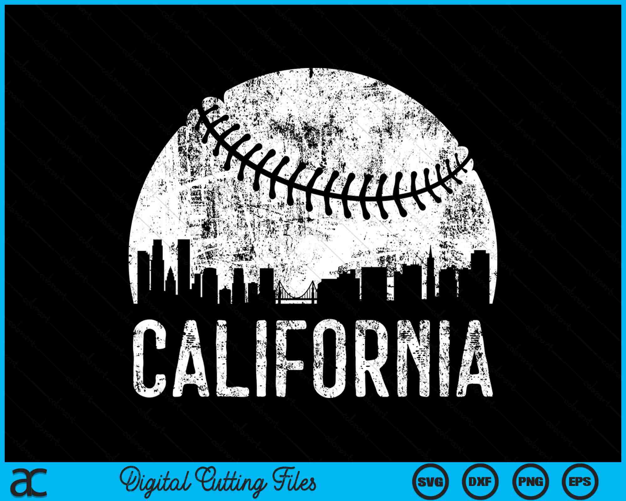 Cal State Baseball Design California Skyline Vintage California Baseball SVG PNG Cutting Files ...