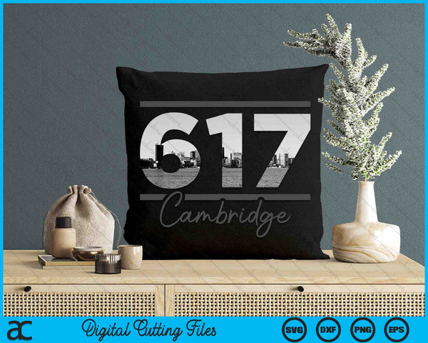 Cambridge 617 Netnummer Skyline Massachusetts Vintage SVG PNG digitale snijbestanden