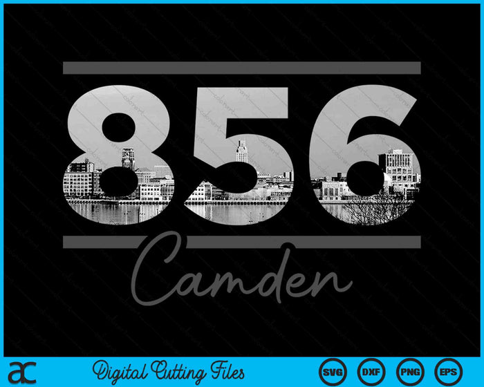 Camden 856 Netnummer Skyline New Jersey Vintage SVG PNG digitale snijbestanden 