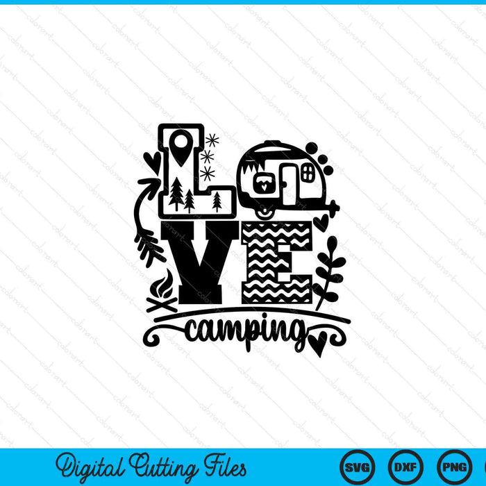 Cameo cricut campfire nature camping love camper SVG PNG cut file for Cricut