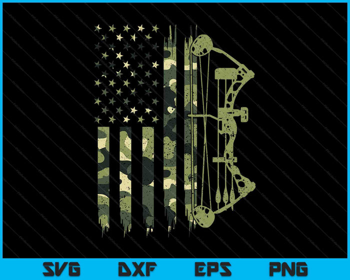 Camo American Flag Bowhunting Bow Archery Deer Hunting SVG PNG Digital Printable Files