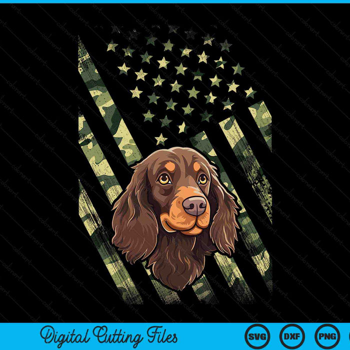 Camo American Flag Boykin Spaniel 4th Of July USA SVG PNG Digital Cutting Files
