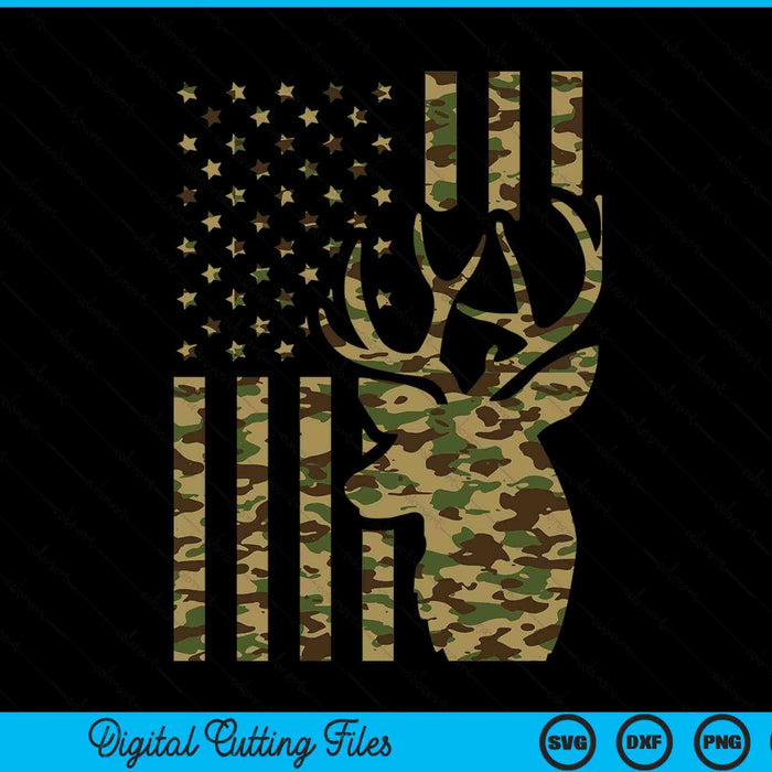 Camo American Flag Buck Hunting Gift For Elk Deer Hunter SVG PNG Digital Printable Files