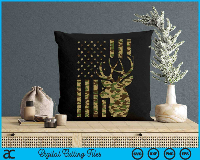 Camo American Flag Buck Hunting Gift For Elk Deer Hunter SVG PNG Digital Printable Files