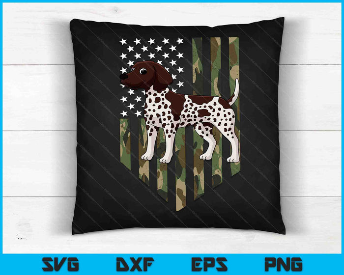 Camo American Flag German Shorthaired Pointer 4th Of July SVG PNG Digital Cutting Files