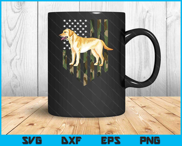 Camo American Flag Yellow Labrador Retriever 4th Of July SVG PNG Digital Cutting Files