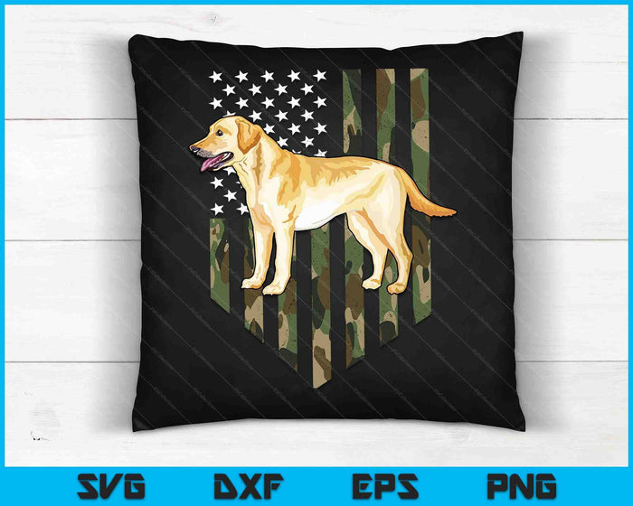 Camo American Flag Yellow Labrador Retriever 4th Of July SVG PNG Digital Cutting Files