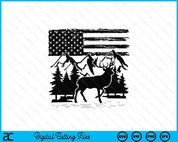 Camo US flag deer elk buck camoflage hunting Hunter dad SVG cut file