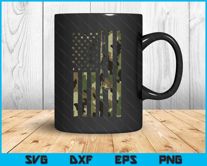 Camo Us Flag Fishing Rod Pole Vintage Patriotic Fisherman SVG PNG Digital Printable Files