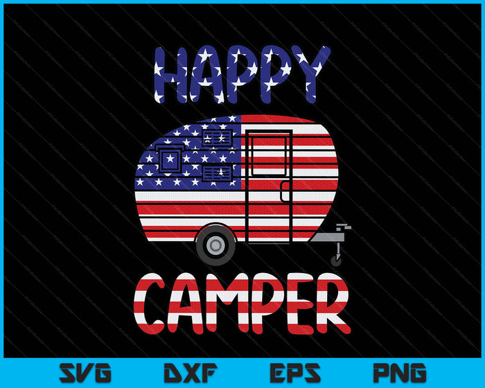 Camper Merica American Happy Pride Flag 4th Of July Camping SVG PNG Digital Printable Files