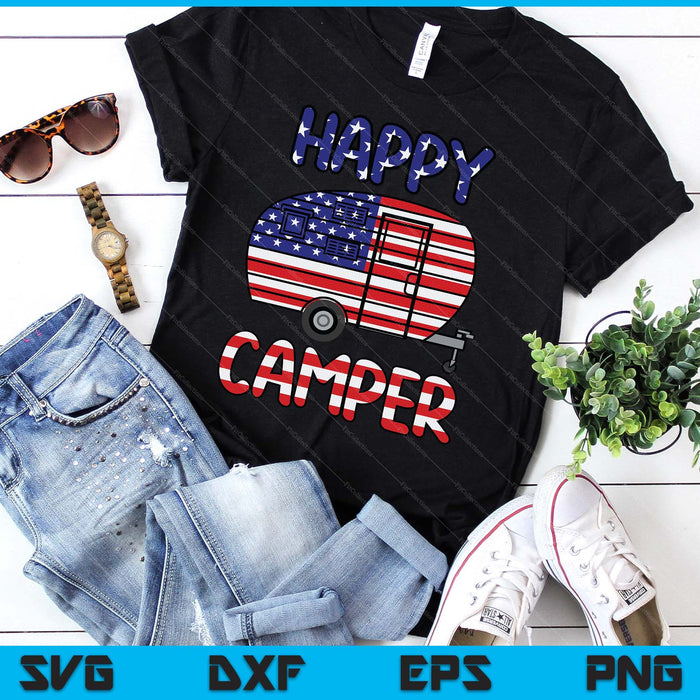 Camper Merica American Happy Pride Flag 4th Of July Camping SVG PNG Digital Printable Files