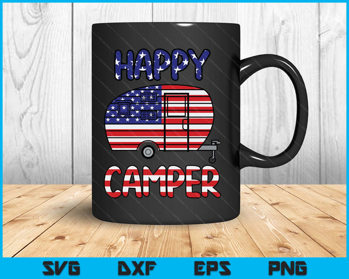 Camper Merica American Happy Pride Flag 4th Of July Camping SVG PNG Digital Printable Files