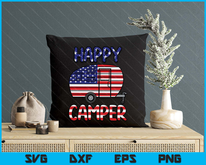Camper Merica American Happy Pride Flag 4th Of July Camping SVG PNG Digital Printable Files