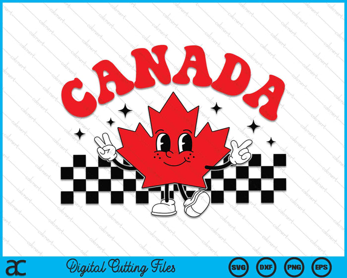 Canada Day Funny Retro Maple Leaf Canada Day SVG PNG Digital Cutting Files