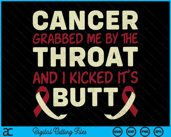 Kanker greep me bij de keel en ik schopte tegen zijn kont Kankerbewustzijn SVG PNG digitale snijbestanden