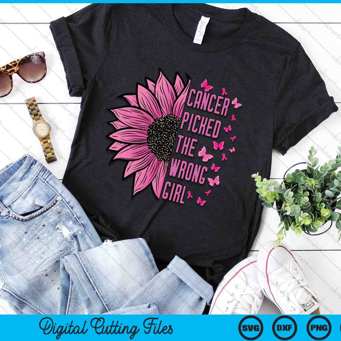 Cancer Picked The Wrong Girl Breast Cancer Awareness SVG PNG Digital Cutting Files