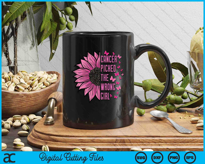 Cancer Picked The Wrong Girl Breast Cancer Awareness SVG PNG Digital Cutting Files