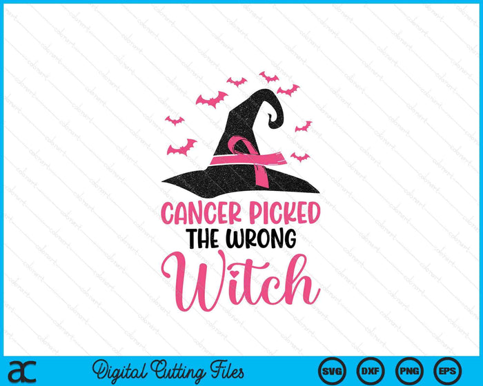 Cancer Picked The Wrong Witch Breast Cancer Awareness SVG PNG Digital Cutting File