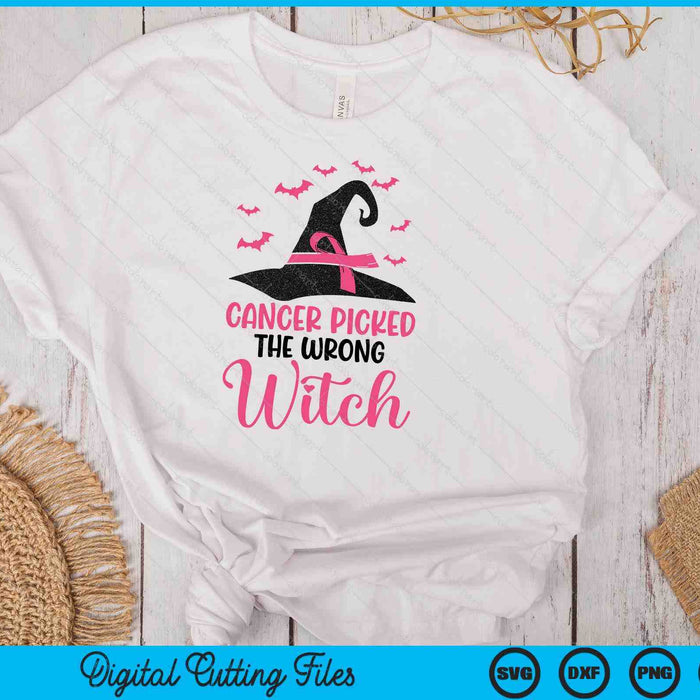 Cancer Picked The Wrong Witch Breast Cancer Awareness SVG PNG Digital Cutting File