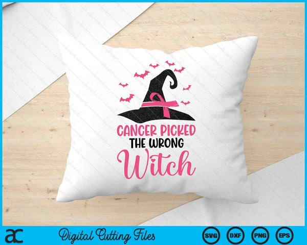 Cancer Picked The Wrong Witch Breast Cancer Awareness SVG PNG Digital Cutting File