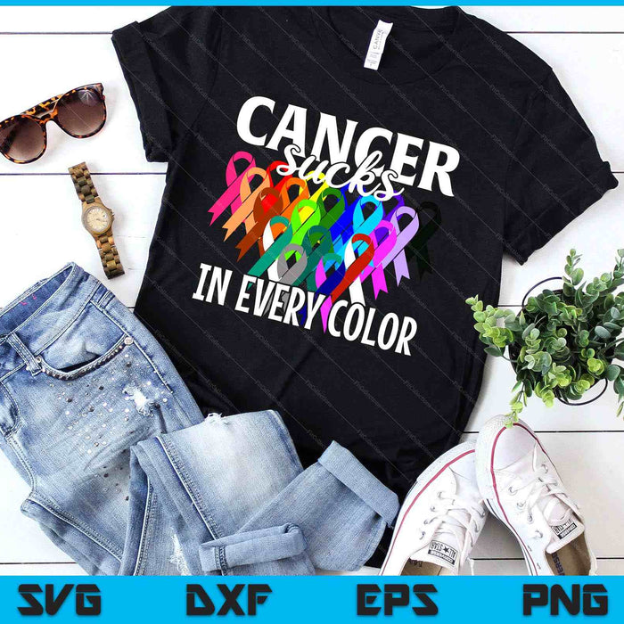 Cancer Sucks In Every Color Fighter  Fight The Cancer SVG PNG Digital Printable Files