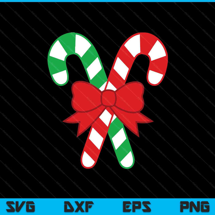 Candy Cane Christmas With Holiday Bow SVG PNG Digital Printable Files
