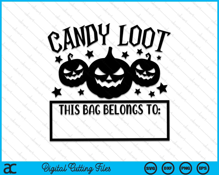 Candy Loot Personalized Halloween Trick Or Treat Bag SVG PNG Digital Cutting Files