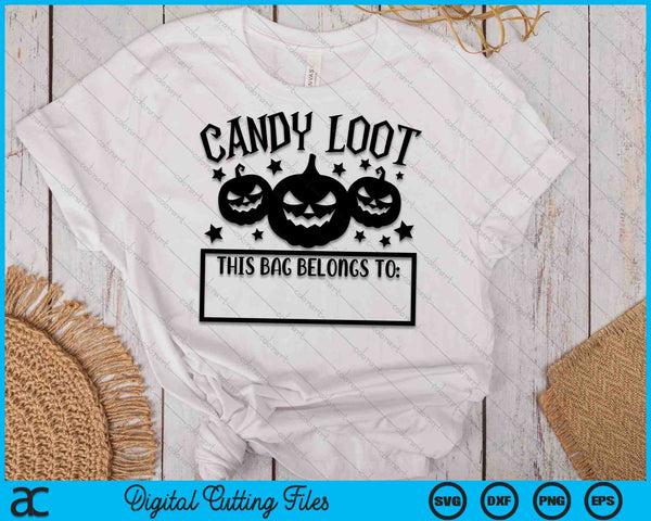 Candy Loot Personalized Halloween Trick Or Treat Bag SVG PNG Digital Cutting Files