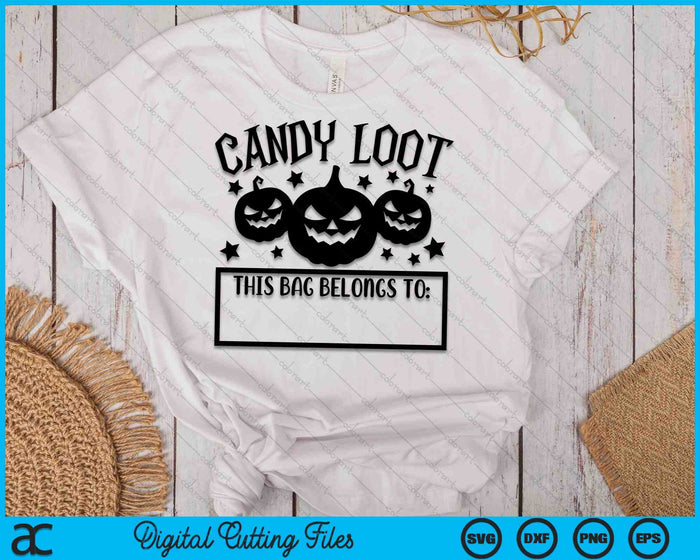 Candy Loot Personalized Halloween Trick Or Treat Bag SVG PNG Digital Cutting Files