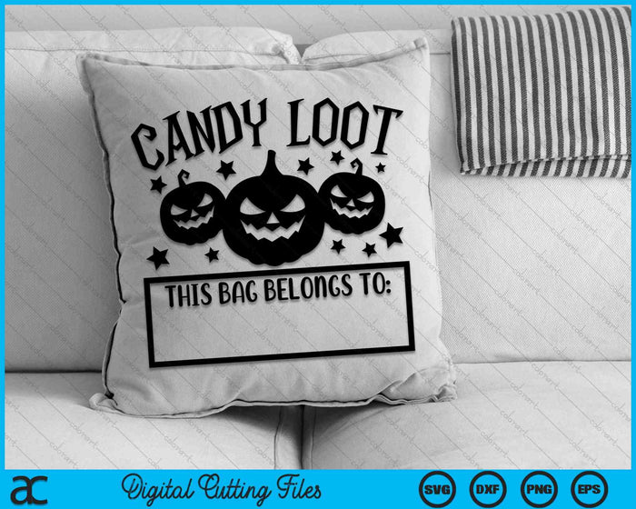 Candy Loot Personalized Halloween Trick Or Treat Bag SVG PNG Digital Cutting Files