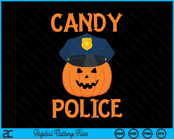 Candy police with a jack o lantern in a police hat, Halloween security SVG