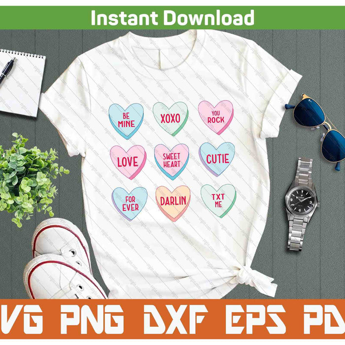 Candy Sweet Hearts Love Valentines Day SVG PNG Digital Printable Files