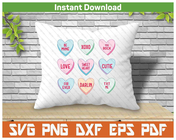 Candy Sweet Hearts Love Valentines Day SVG PNG Digital Printable Files
