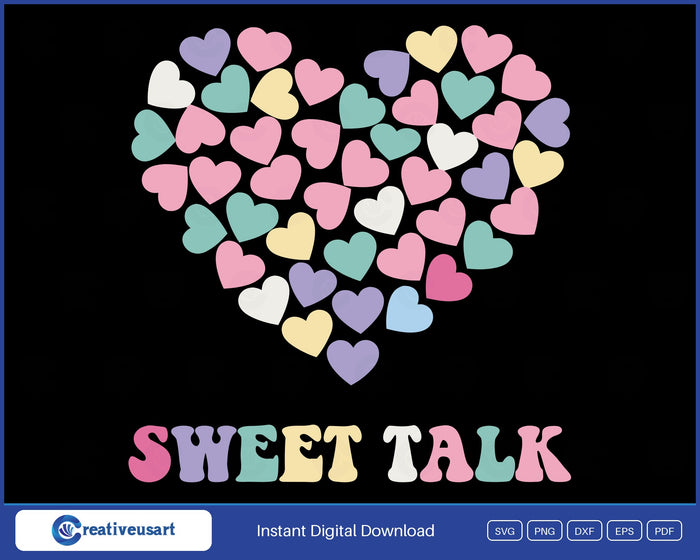 Sweet Talk candy heart mosaic SVG, one big heart made of pastel candy hearts