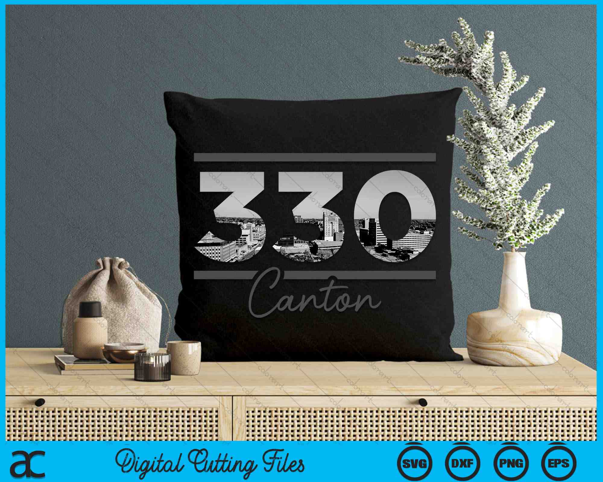 Area Code 330 Canton 330 Area Code Skyline Ohio Vintage SVG Digital Cutting Files ...