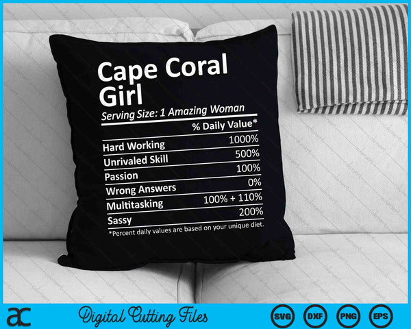 Cape Coral Girl FL Florida Funny City Home Roots SVG PNG Cutting Printable Files