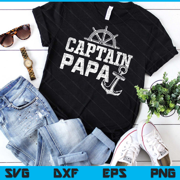 Captain Papa Pontoon Boating Fishing Lake Sailing Family SVG PNG Digital Printable Files
