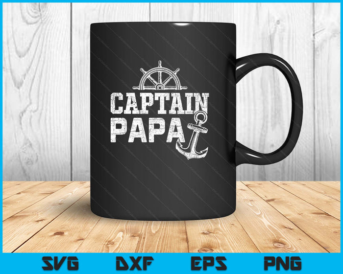 Captain Papa Pontoon Boating Fishing Lake Sailing Family SVG PNG Digital Printable Files