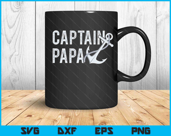 Capitán Papa Pontón Regalo Lago Marinero Pesca Navegación SVG PNG Cortando Archivos Imprimibles